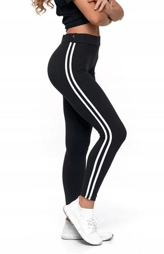 Legginsy z Lampasem Czarne Wysoki Stan Kryjące Miękkie Wygodne MORAJ L/XL na Arena.pl