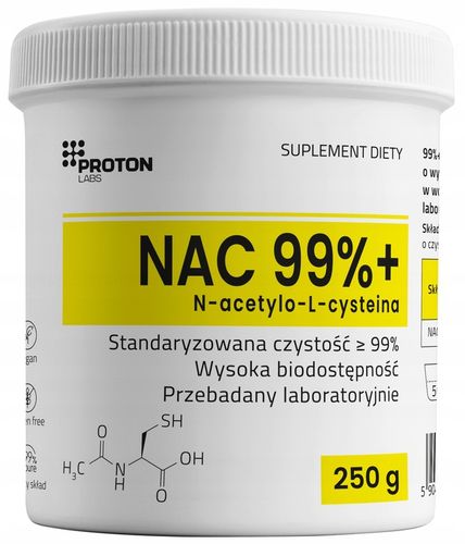 Proton Labs NAC 250 g W PROSZKU 99.52% czysta N-ACETYLO-L-CYSTEINA Detoks na Arena.pl