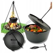 KOCIOŁEK ŻELIWNY WISZĄCY GARNEK MYŚLIWSKI WĘGIERSKI 7,2L NA OGNISKO