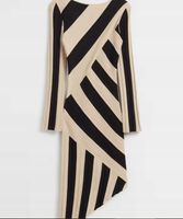 Osha Directional Stripe Long Sleeve Asymmetric Knit Dress XS