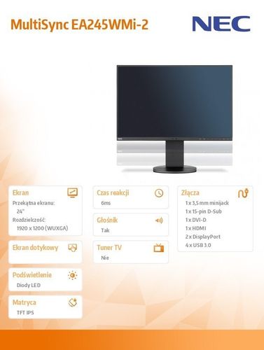 24" Multisync EA245WMi-2 BK VGA DVI DP czarny na Arena.pl