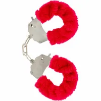 toyjoy furry fun mankietki na nadgarstki czerwone z pluszem