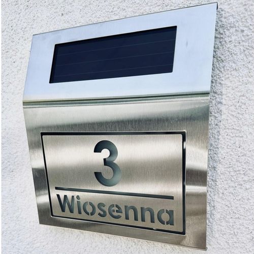 Solarny Numer Domu LED + Tabliczka INOX – Podświetlany, stal nierdzewna na Arena.pl