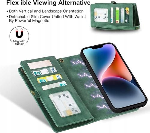 Etui ochronne + portfel do iPhone 14 Plus zielone na Arena.pl