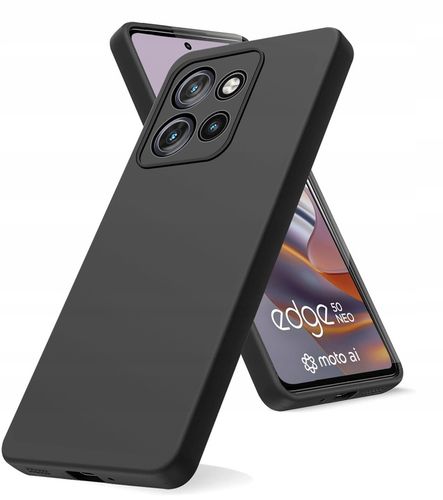 Etui do Motorola Moto EDGE 50 Neo silikonowe MATOWE CZARNE + Szkło ochronne na Arena.pl