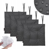 4x WODOODPORNA PODUSZKA OGRODOWA NA KRZESŁO WIĄZANA 40x40 CM GRAFITOWA