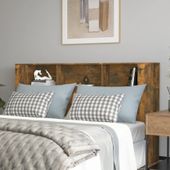 Wezgłowie łóżka z półkami, przydymiony dąb, 180x18,5x104,5 cm