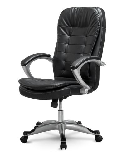 Fotel biurowy z miękkiej skóry Sofotel 322 czarny na Arena.pl