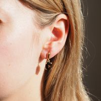 Kolczyki na wiszących sztyftach - Kwarc dymny owal (szlif diamentowy) w srebrze złoconym