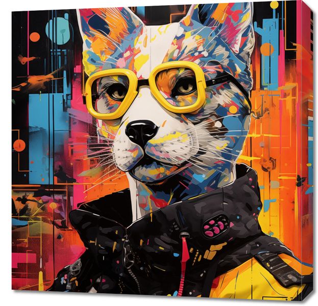 Obraz 70x70cm Kot w Miejskim Stylu zdjęcie 1