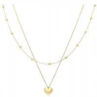 NASZYJNIK ZŁOTY STAL CHIRURGICZNA CELEBRYTKA PODWÓJNY SERDUSZKO