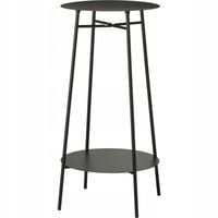 STOLIK POMOCNICZY METALOWY CZARNY Ø 35 CM WYSOKOŚĆ 60 CM 2 POZIOMY