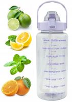 BUTELKA NA WODĘ BIDON Z MIARKĄ ZE SŁOMKĄ PRZYPOMNIENIEM SIŁOWNIA FITNESS 2L