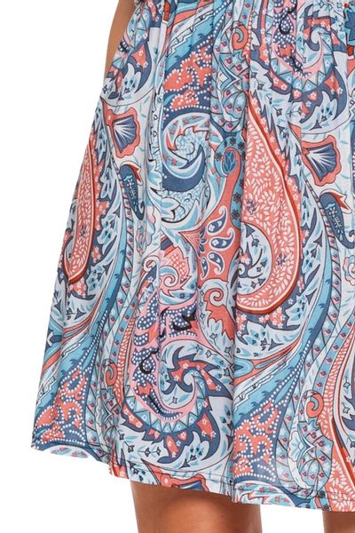 Krótka Sukienka Damska Rozkloszowana Zwiewna Kolorowa Wzorzysta MORAJ S/M zdjęcie 10