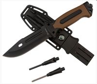 Nóż Taktyczny 10-HS-251 Hastaa + krzesiwo i ostrzałka brąz