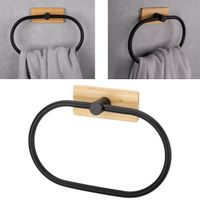 Wieszak łazienkowy na ręczniki ścienny owalny samoprzylepny metalowy czarny