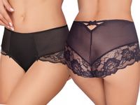 Ewana 098 Wysokie Koronkowe Szorty Czarny XL