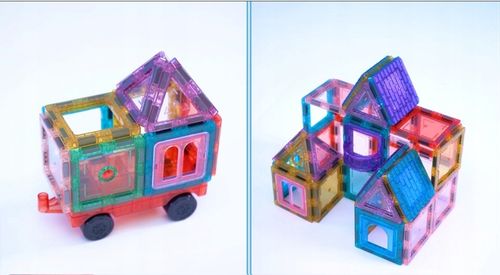 KLOCKI MAGNETYCZNE 3D konstrukcyjne DUŻE EL. Zestaw 45 el. Magnetic Tiles na Arena.pl