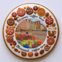 CIASTKO LUKROWANE BLOSSOME CAFE OLD CITY ROZ.XL KOŁO RĘCZNIE ROBIONE