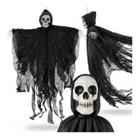 Dekoracja ozdoba halloween zjawa upiór duch szkielet wiszący czarny 75 cm