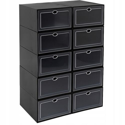 ZESTAW 10X ORGANIZER PUDEŁKA NA BUTY Z KLAPĄ SZAFKA REGAŁ DO SZAFY na Arena.pl