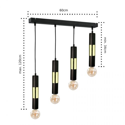 Lampa wisząca 4xE27 MAGNUM BULB BLACK/GOLD na Arena.pl