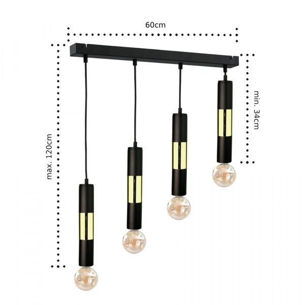 Lampa wisząca 4xE27 MAGNUM BULB BLACK/GOLD zdjęcie 3