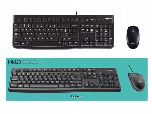 Zestaw Logitech MK120 USB klawiatura K120 mysz B100 przewodowa komputera na Arena.pl
