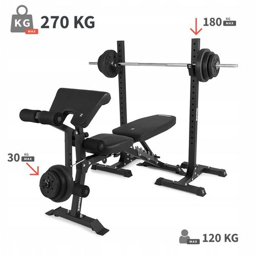 Ławka Treningowa Prosta Ławeczka do ćwiczeń + Stojaki Regulowane 2w1 Zipro na Arena.pl