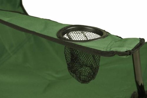 Turystyczne kampingowe krzesło składane zielone z miejscem na napoje na Arena.pl