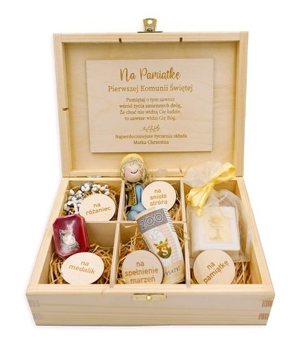 Prezent na KOMUNIE ŚWIĘTĄ pamiątka PUDEŁKO +GRAWER na Arena.pl