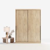 Szafa przesuwna ADAPTE 160 / 215 z półkami i drążkami - Dąb bielony