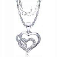 Srebrny Łańcuszek 925 z Sercem Serduszkiem Na Prezent