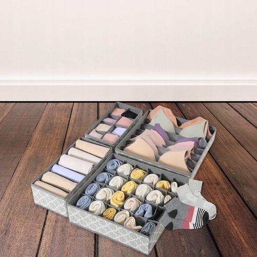4x ORGANIZER NA BIELIZNĘ SKARPETKI UBRANIA DO SZUFLADY SZAFY ZESTAW na Arena.pl