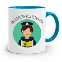 Kubek Błękitny Dla Policjanta Policjantka Prezent Z Nadrukiem Ze Zdjęciem