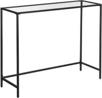 Konsola stolik czarna 100x35x80 cm szkło hartowane metal do salonu