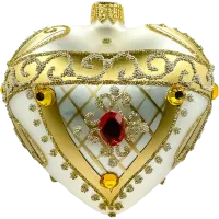 Bombka choinkowaSerce ze złotym wykończeniem i rubinowym kamieniem: srebrne