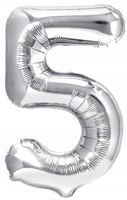 Balon Foliowy Na Urodziny Cyfra 5 Srebrny Duży 40cm Dekoracja Imprezowa XL