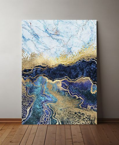 Plakat abstrakcja złota niebieska 70x100 cm na Arena.pl