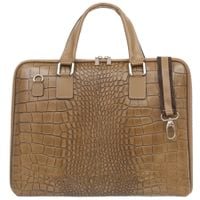 VERA PELLE torba skórzana teczka A4 kroko na laptopa V446 taupe