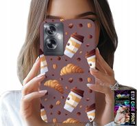 ETUI DO OPPO A79 5G - CASE Z KAWĄ ROGALIKAMI I ZIARNAMI W TLE