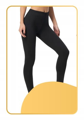 Legginsy DAMSKIE długie BAMBUSOWE Getry Wysoki Stan Czarne KRYJĄCE S/M na Arena.pl
