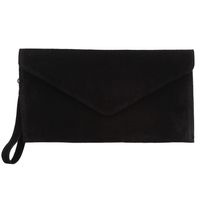 VERA PELLE torebka damska zamszowa kopertówka listonoszka V646 czarna