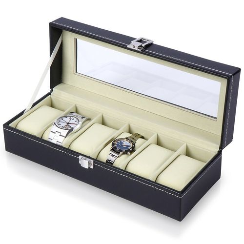 Pudełko Organizer Etui Pojemnik na Zegarki Czarne Przechowywania Zegarków na Arena.pl