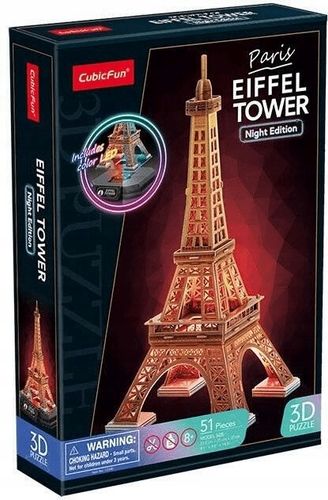 PUZZLE 3D LED - CUBIC FUN - 51 el. wersja nocna PARYŻ - WIEŻA EIFFLA na Arena.pl