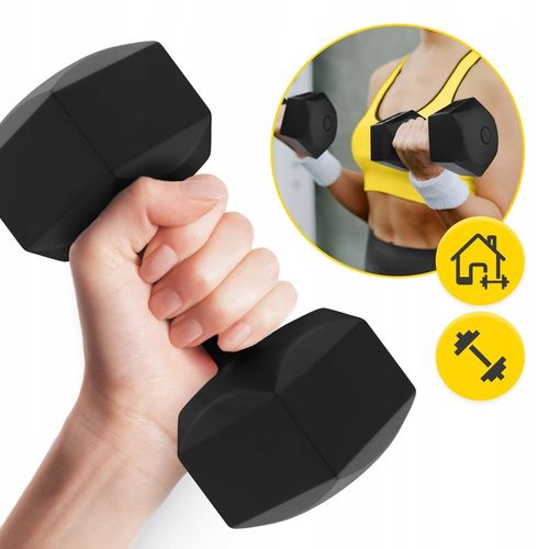 HANTLE BITUMICZNE HANTELKI ZESTAW DO ĆWICZEŃ FITNESS SIŁOWNIA TRENING 2x5kg na Arena.pl