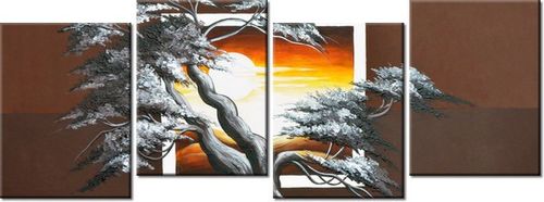 45CM 120 OBRAZ 4 ELEM DRZEWO TLE ZACHODZĄCEGO SŁOŃCA ŚCIENNY na Arena.pl