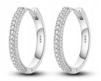 Srebrne Kolczyki Kółka Kółeczka Kreolki Cyrkonie Glamour Srebro 925 GRATIS