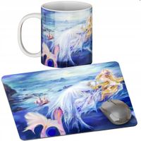 ZESTAW KUBEK + PODKŁADKA - SYRENKA - PREZENT WIELE WZORÓW + IMIĘ