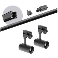 Zestaw szynowy 3 fazowy szyna 2m, 2x Lampa CZARNY kompletny zestaw